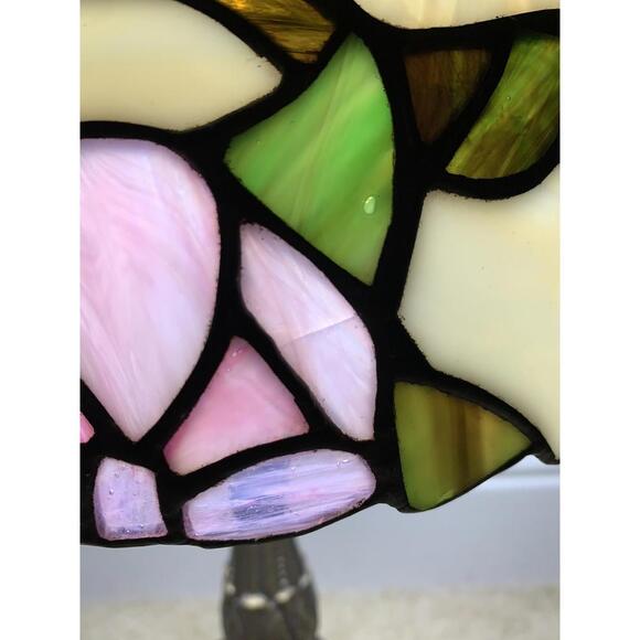 Tiffany style 16" Stained Slag Glass Table Accent Lamp Floral Design - Picture 12 of 15